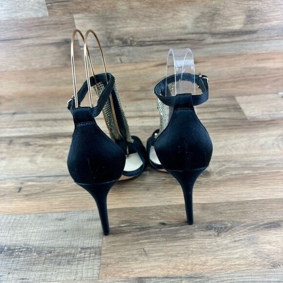 VIA SPIGA Women's Black and Gold T-Strap Timone Formal Pump Size 8M - Picture 7 of 8